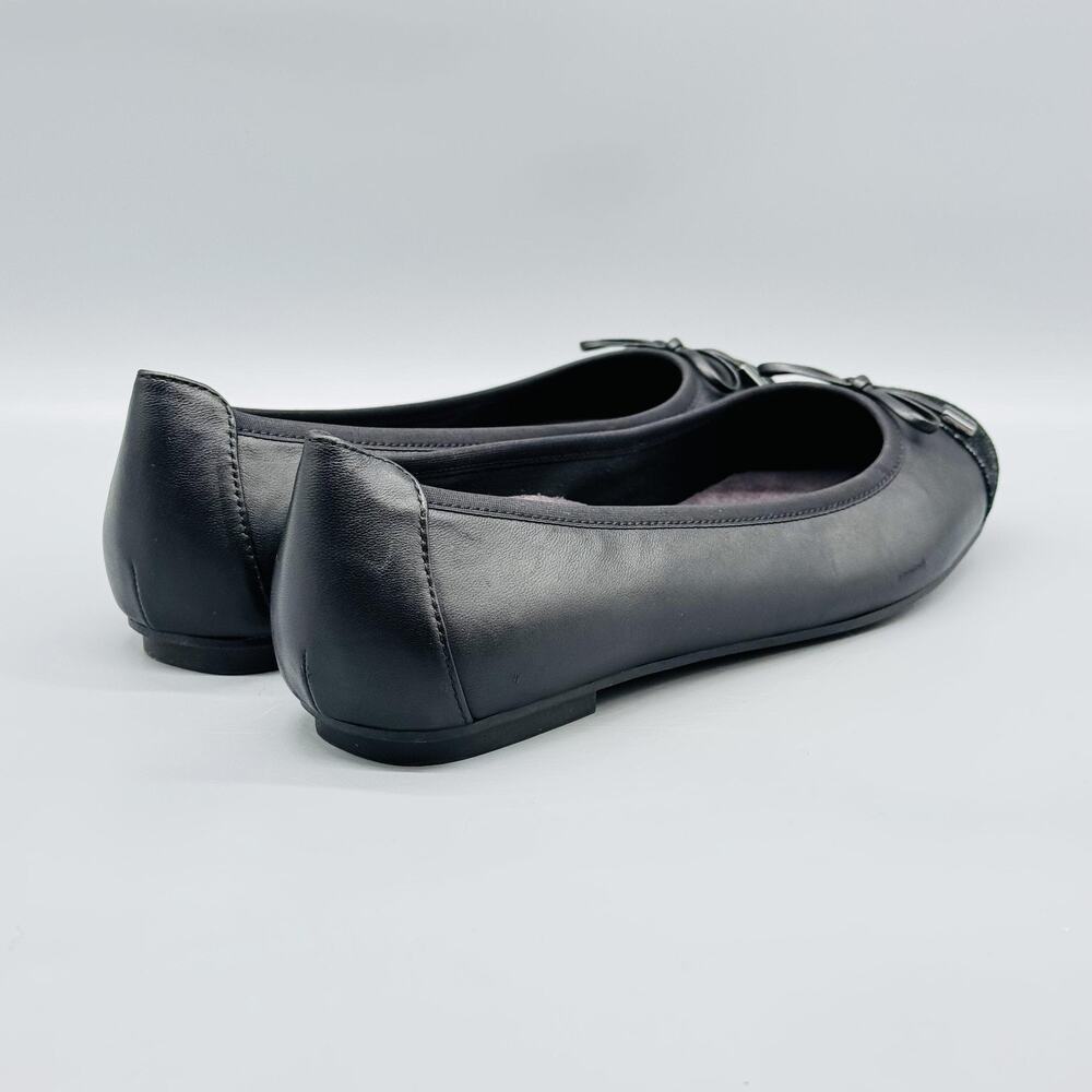 Vionic Shoes Womens 9.5 Black Leather Minna Ballet Flats Bow Cap Toe Comfort - Picture 9 of 13